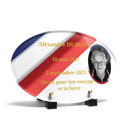 Plaque funéraire ancien-combatant-forme-ovale 30 Plaquedeces.fr
