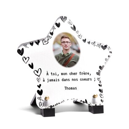 Plaque funéraire cadre-coeurs-forme-etoile 23 Plaquedeces.fr
