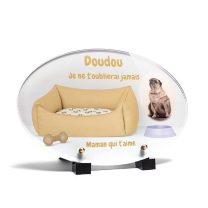 Plaque funéraire lit-pour-chiens-forme-ovale 19 Plaquedeces.fr
