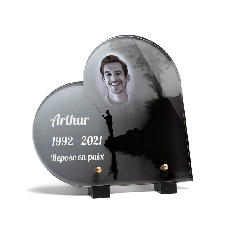Plaque funéraire pecheur-dans-la-brume-forme-coeur 28 Plaquedeces.fr
