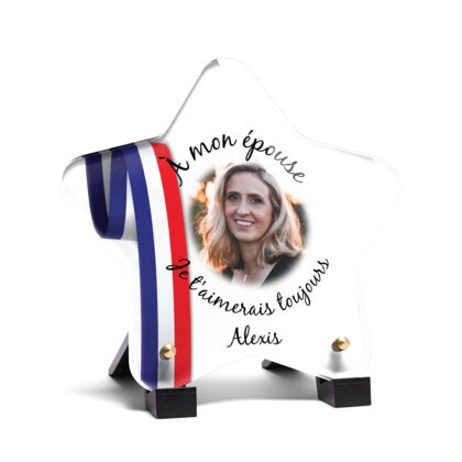 Plaque funéraire bandeau-bleu-blanc-rouge-forme-etoile 16 Plaquedeces.fr
