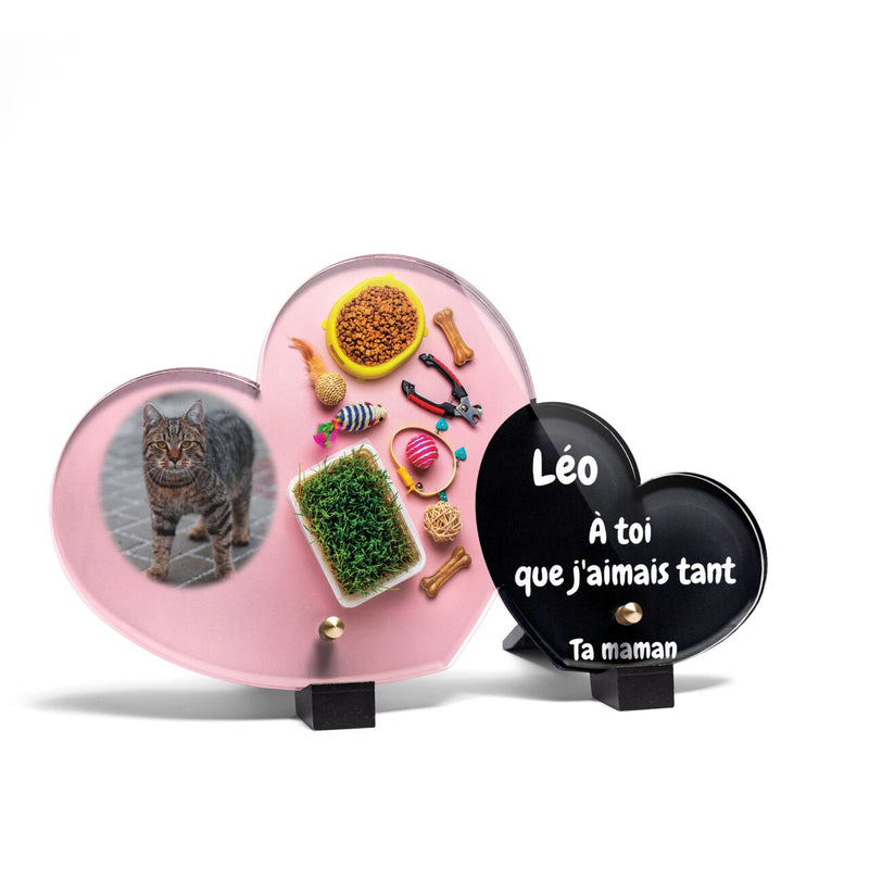 Plaque funéraire paradis-des-chats-forme-double-coeur 22 Plaquedeces.fr
