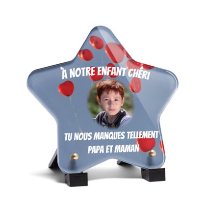 Plaque funéraire ballons-coeurs-forme-etoile 29 Plaquedeces.fr
