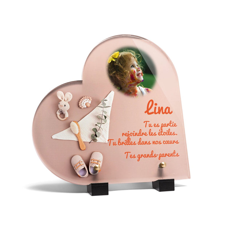 Plaque funéraire materiels-de-puericulture-forme-coeur 13 Plaquedeces.fr
