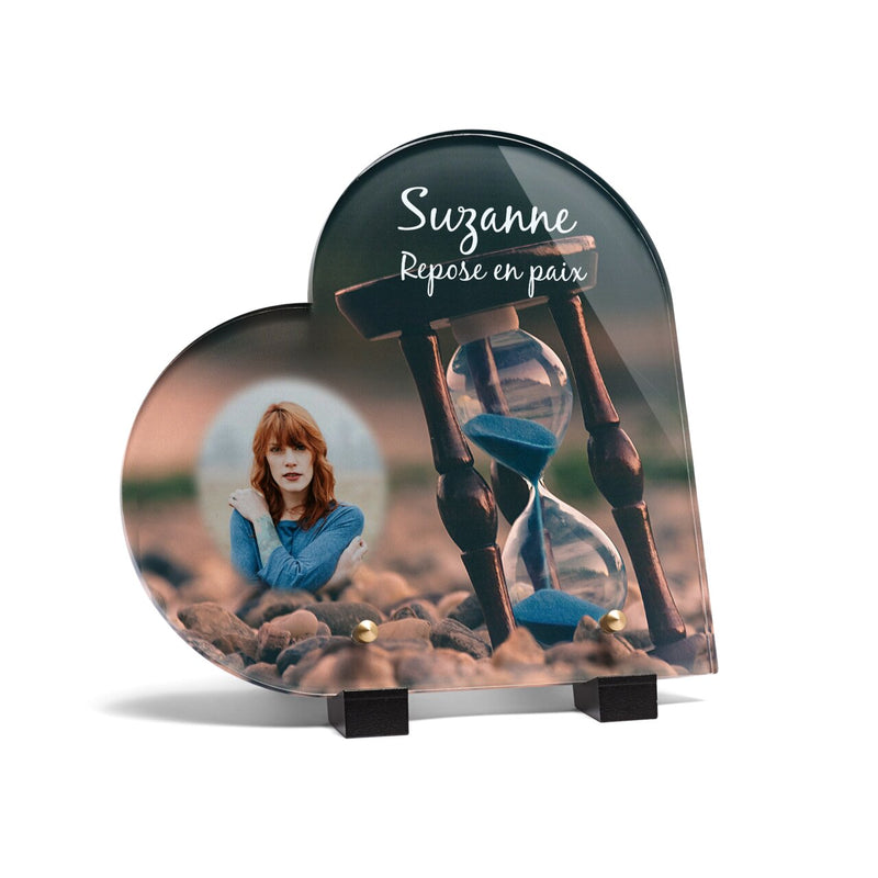 Plaque funéraire sablier-de-vie-forme-coeur 24 Plaquedeces.fr
