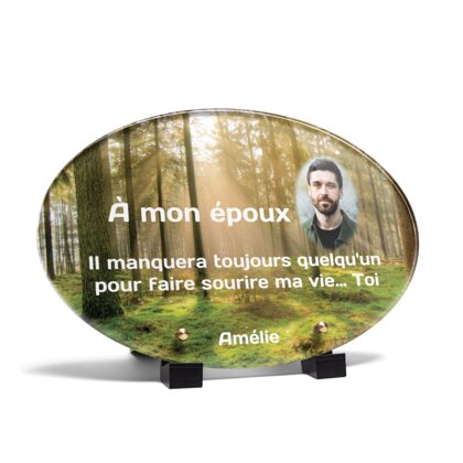 Plaque funéraire foret-forme-ovale 25 Plaquedeces.fr
