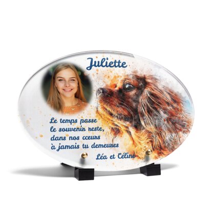 Plaque funéraire peinture-de-chien-forme-ovale 1 Plaquedeces.fr
