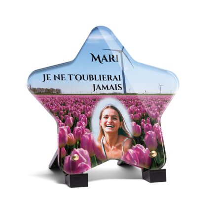 Plaque funéraire champ-de-tulipes-forme-etoile 26 Plaquedeces.fr
