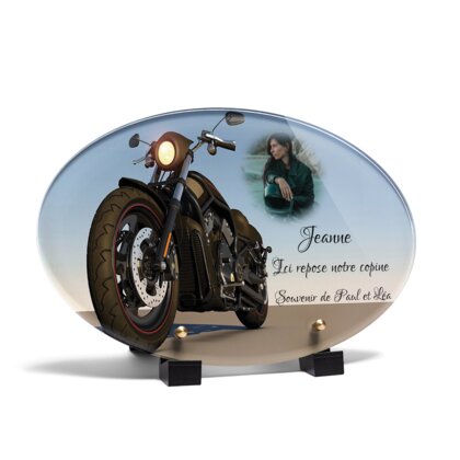 Plaque funéraire moto-en-3d-forme-ovale 8 Plaquedeces.fr
