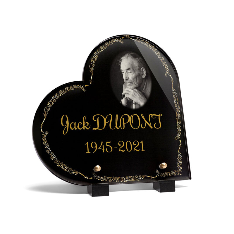 Plaque funéraire demi-cadre-forme-coeur 27 Plaquedeces.fr
