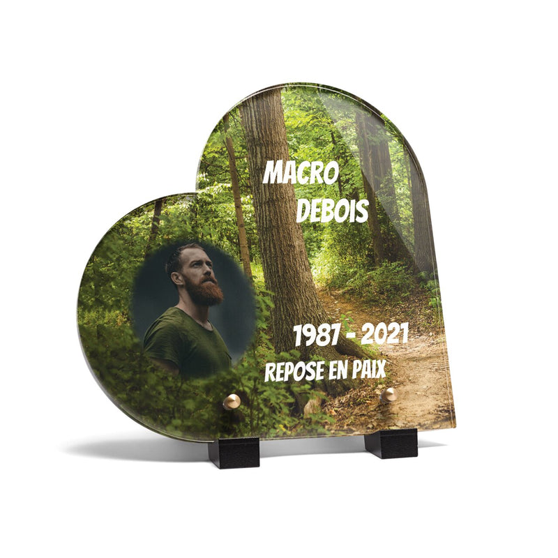 Plaque funéraire foret-forme-coeur 26 Plaquedeces.fr
