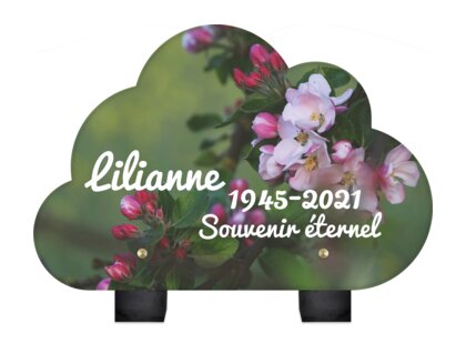 Plaque funéraire arbre-fleuri-forme-nuage 8 Plaquedeces.fr
