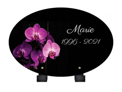 Plaque funéraire magnifiques-orchidees-forme-ovale 24 Plaquedeces.fr

