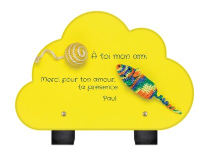 Plaque funéraire balle-et-souris-de-laine-forme-nuage 15 Plaquedeces.fr
