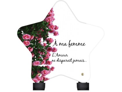 Plaque funéraire mur-de-roses-forme-etoile 15 Plaquedeces.fr
