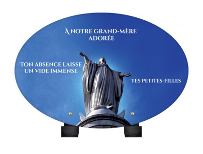 Plaque funéraire vierge-marie-statue-forme-ovale 11 Plaquedeces.fr
