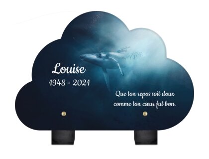 Plaque funéraire baleine-forme-nuage 20 Plaquedeces.fr

