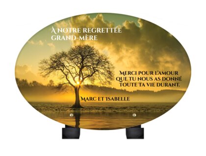 Plaque funéraire arbre-au-soleil-forme-ovale 8 Plaquedeces.fr

