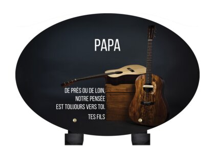 Plaque funéraire guitares-acoustiques-forme-ovale 6 Plaquedeces.fr
