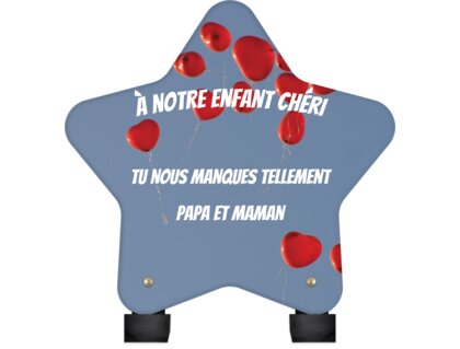 Plaque funéraire ballons-coeurs-forme-etoile 29 Plaquedeces.fr
