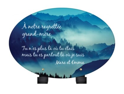 Plaque funéraire montagne-forme-ovale 9 Plaquedeces.fr
