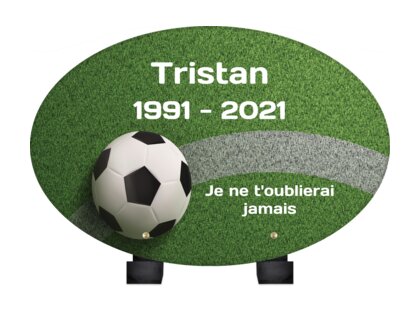 Plaque funéraire ballon-de-football-forme-ovale 15 Plaquedeces.fr
