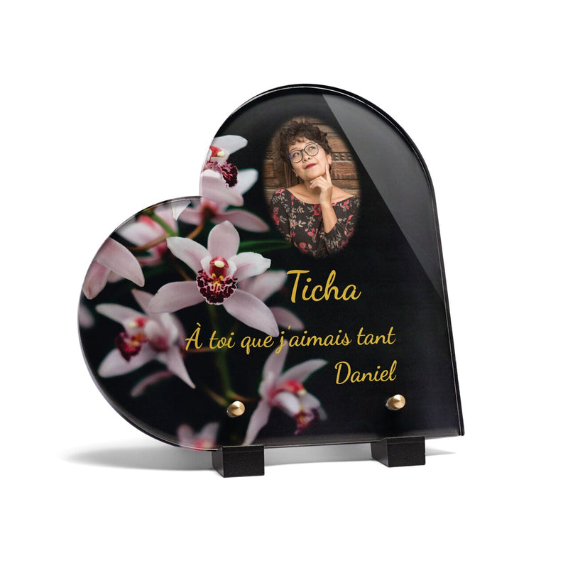 Plaque funéraire magnifiques-orchidees-forme-coeur 22 Plaquedeces.fr
