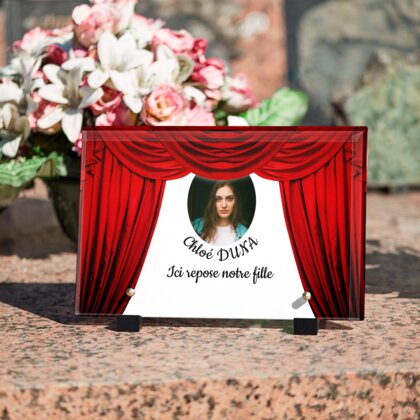 Plaque funéraire rideaux-rouges 21 Plaquedeces.fr

