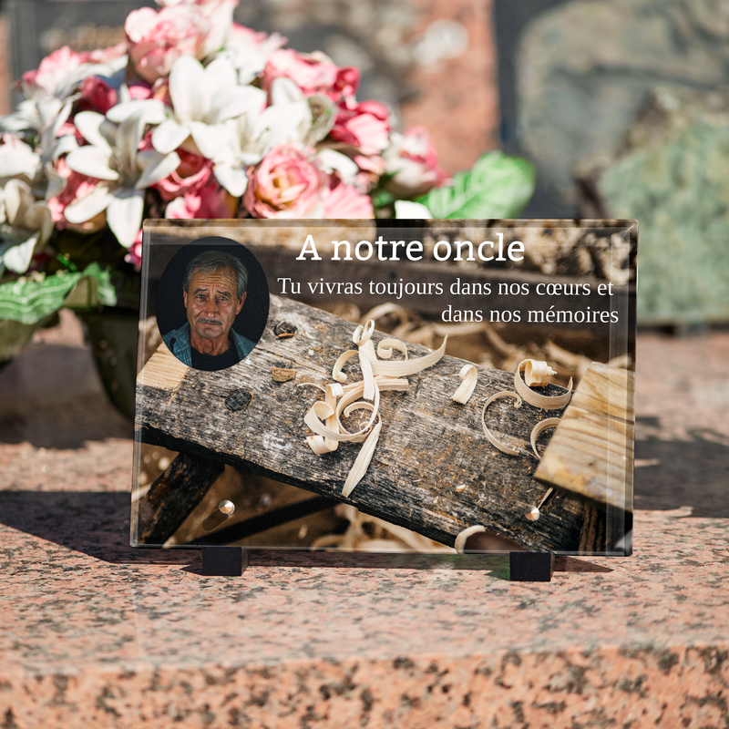 Plaque funéraire copeaux-de-bois 15 Plaquedeces.fr
