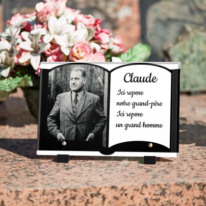 Plaque funéraire livre-minimaliste 27 Plaquedeces.fr
