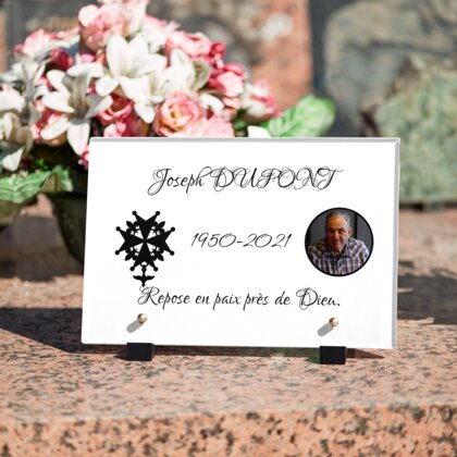 Plaque funéraire protestant-croix-huguenote 26 Plaquedeces.fr
