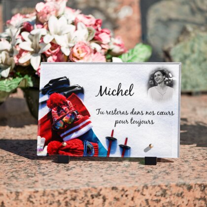 Plaque funéraire ski 17 Plaquedeces.fr
