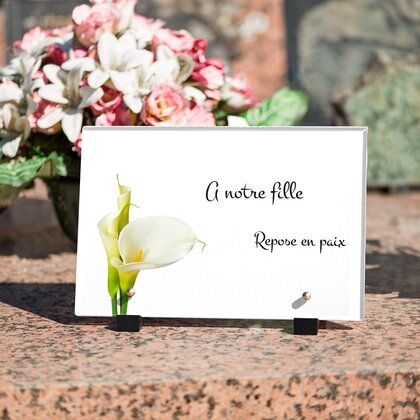 Plaque funéraire arum-blanc 2 Plaquedeces.fr
