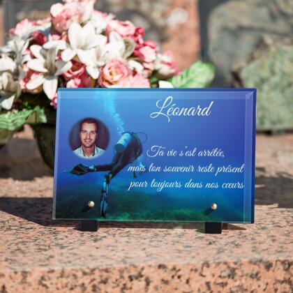 Plaque funéraire plongeur 27 Plaquedeces.fr
