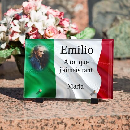 Plaque funéraire drapeau-italie 24 Plaquedeces.fr
