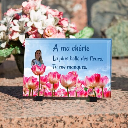 Plaque funéraire champ-de-tulipes 27 Plaquedeces.fr
