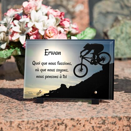 Plaque funéraire vtt-de-descente 26 Plaquedeces.fr
