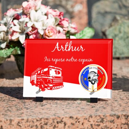 Plaque funéraire dessin-camion-de-pompier 7 Plaquedeces.fr
