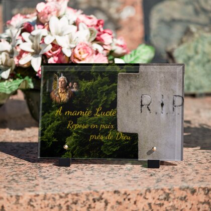 Plaque funéraire r-i-p-croix 21 Plaquedeces.fr
