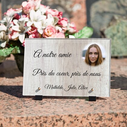 Plaque funéraire bois 22 Plaquedeces.fr
