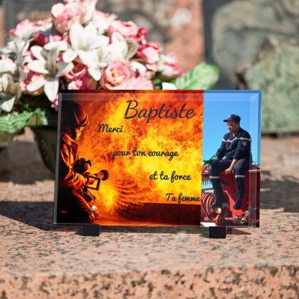 Plaque funéraire flammes-et-pompier 20 Plaquedeces.fr
