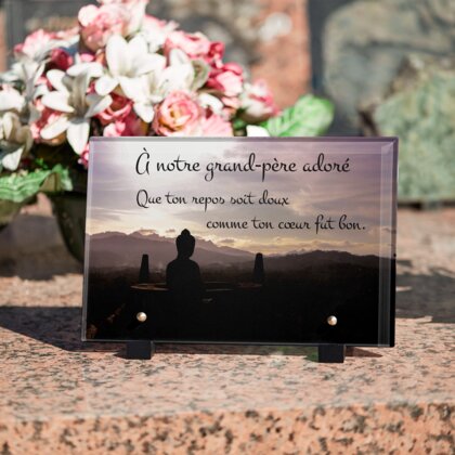 Plaque funéraire bouddha-au-coeur-de-nature 28 Plaquedeces.fr
