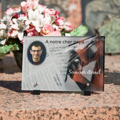 Plaque funéraire violoniste 22 Plaquedeces.fr
