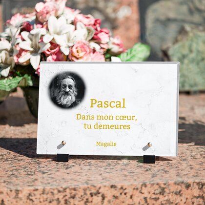 Plaque funéraire marbre-blanc 26 Plaquedeces.fr
