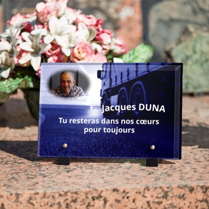 Plaque funéraire camion-bleu-de-routier 24 Plaquedeces.fr
