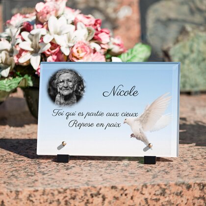 Plaque funéraire colombe-volante 27 Plaquedeces.fr
