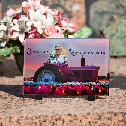 Plaque funéraire tracteur-rose 10 Plaquedeces.fr
