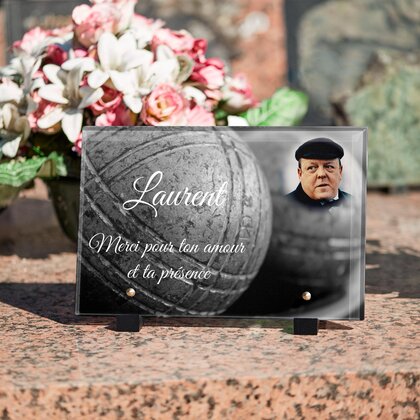 Plaque funéraire petanque-passion 28 Plaquedeces.fr
