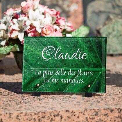 Plaque funéraire feuille-humide 13 Plaquedeces.fr
