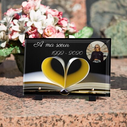 Plaque funéraire livre-pages-coeur 3 Plaquedeces.fr
